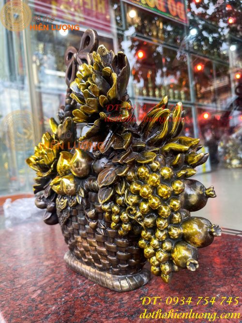 Giỏ Trái Cây Bằng Đồng Phong Thủy Cao 30cm