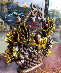 Giỏ Trái Cây Bằng Đồng Phong Thủy Cao 30cm