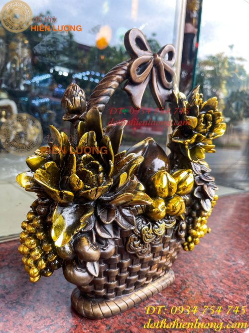 Giỏ Trái Cây Bằng Đồng Phong Thủy Cao 30cm