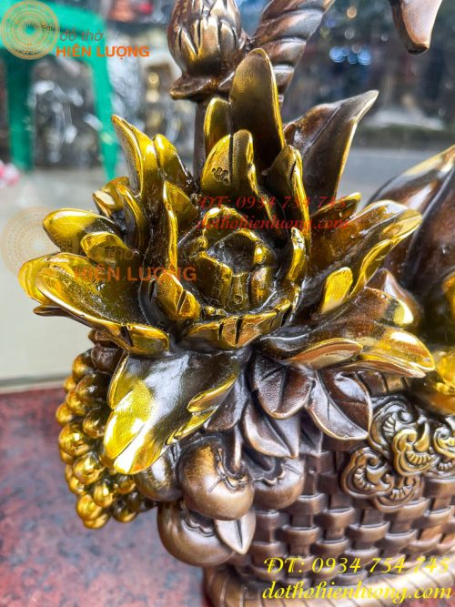 Giỏ Trái Cây Bằng Đồng Phong Thủy Cao 30cm