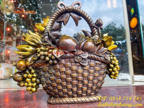 Giỏ Trái Cây Bằng Đồng Phong Thủy Cao 30cm