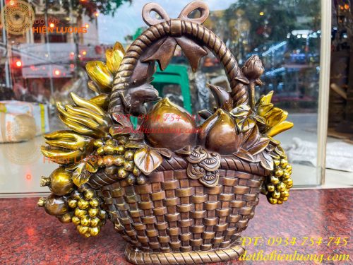 Giỏ Trái Cây Bằng Đồng Phong Thủy Cao 30cm