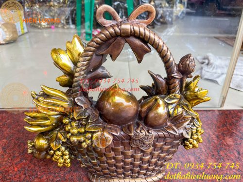Giỏ Trái Cây Bằng Đồng Phong Thủy Cao 30cm