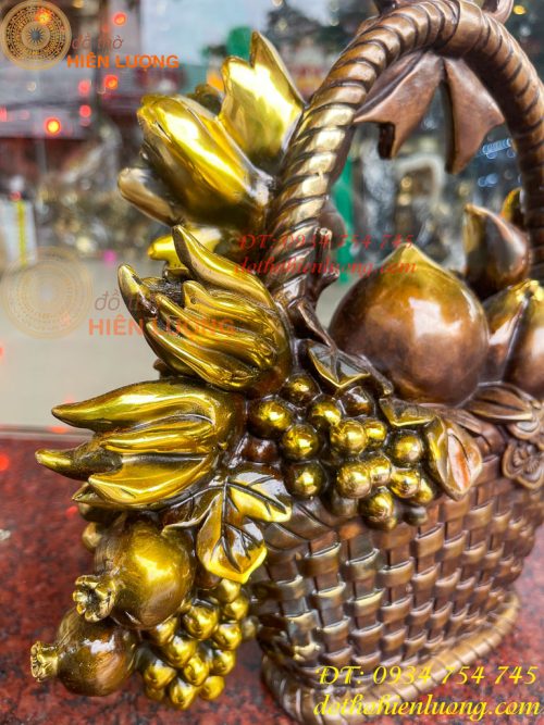 Giỏ Trái Cây Bằng Đồng Phong Thủy Cao 30cm