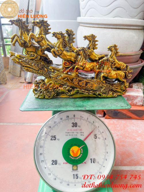 Tượng Bát Mã Mã Đáo Thành Công Bằng Đồng Dài 30cm