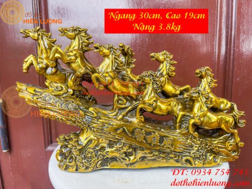 Tượng Bát Mã Mã Đáo Thành Công Bằng Đồng Dài 30cm