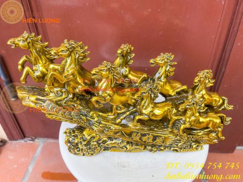 Tượng Bát Mã Mã Đáo Thành Công Bằng Đồng Dài 30cm