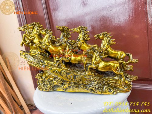 Tượng Bát Mã Mã Đáo Thành Công Bằng Đồng Dài 30cm