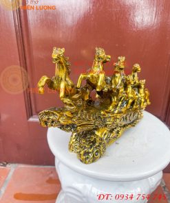 Tượng Bát Mã Mã Đáo Thành Công Bằng Đồng Dài 30cm