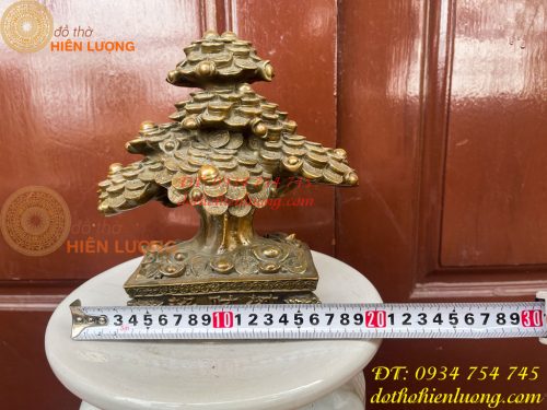Cây Tiền Tài Lộc Đế Vuông Bằng Đồng Cao 20cm