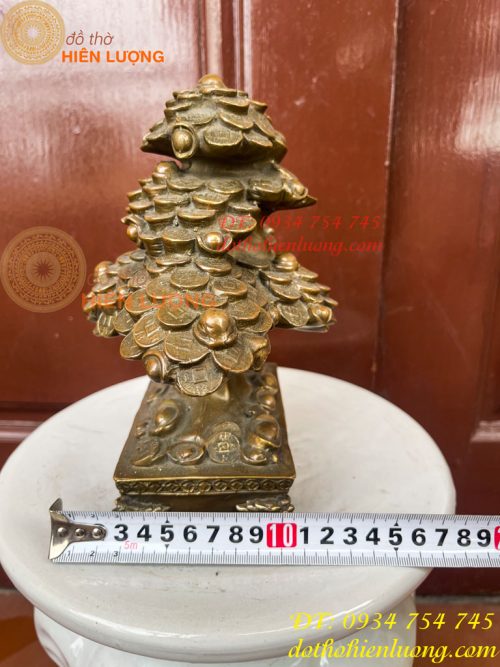 Cây Tiền Tài Lộc Đế Vuông Bằng Đồng Cao 20cm
