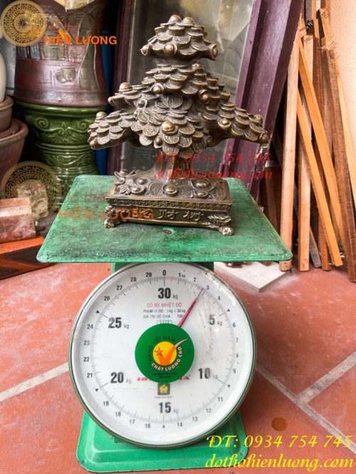 Cây Tiền Tài Lộc Đế Vuông Bằng Đồng Cao 20cm