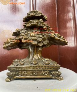 Cây Tiền Tài Lộc Đế Vuông Bằng Đồng Cao 20cm