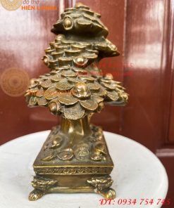 Cây Tiền Tài Lộc Đế Vuông Bằng Đồng Cao 20cm