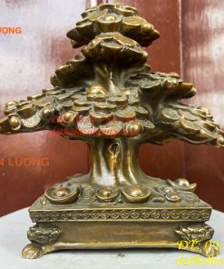 Cây Tiền Tài Lộc Đế Vuông Bằng Đồng Cao 20cm