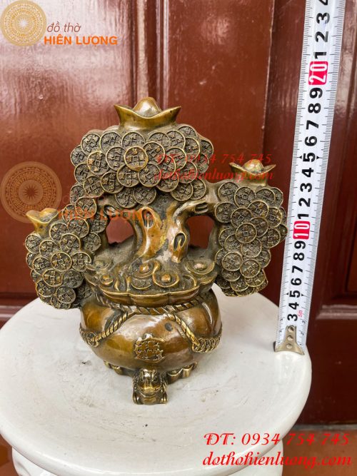 Cây Tiền Tài Lộc Đế Cóc Bằng Đồng Cao 19cm