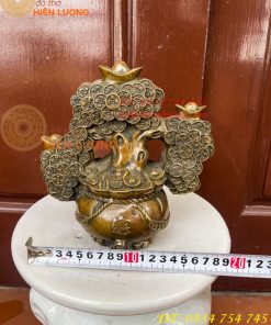 Cây Tiền Tài Lộc Đế Cóc Bằng Đồng Cao 19cm