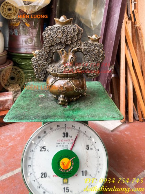 Cây Tiền Tài Lộc Đế Cóc Bằng Đồng Cao 19cm