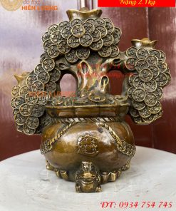 Cây Tiền Tài Lộc Đế Cóc Bằng Đồng Cao 19cm