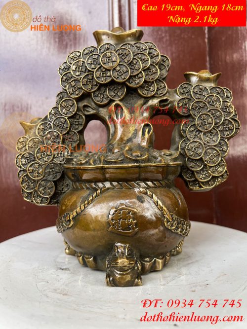 Cây Tiền Tài Lộc Đế Cóc Bằng Đồng Cao 19cm
