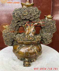 Cây Tiền Tài Lộc Đế Cóc Bằng Đồng Cao 19cm