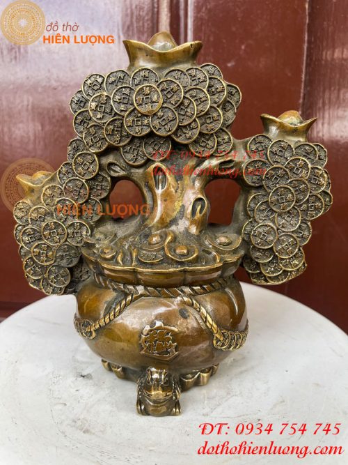 Cây Tiền Tài Lộc Đế Cóc Bằng Đồng Cao 19cm