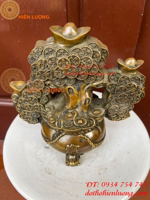 Cây Tiền Tài Lộc Đế Cóc Bằng Đồng Cao 19cm