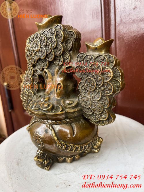 Cây Tiền Tài Lộc Đế Cóc Bằng Đồng Cao 19cm
