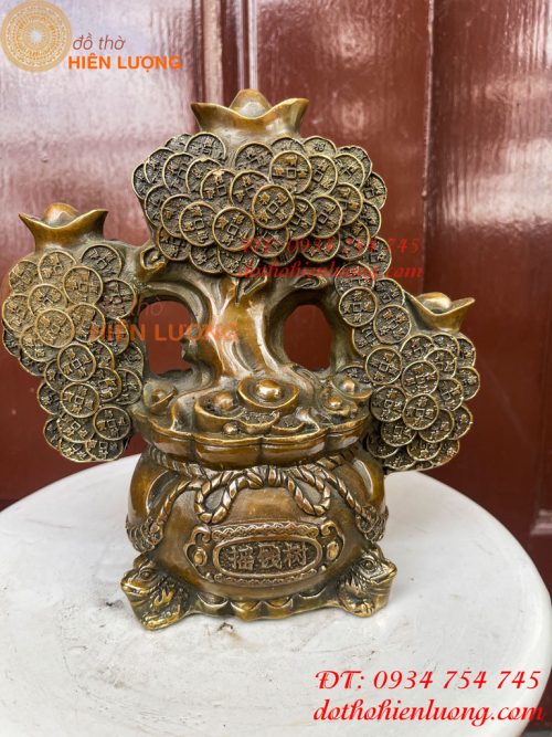 Cây Tiền Tài Lộc Đế Cóc Bằng Đồng Cao 19cm