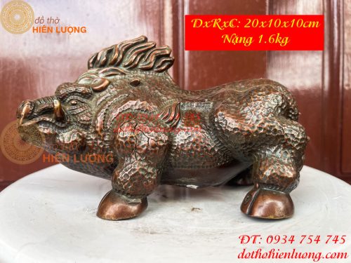 Tượng Heo Rừng Bằng Đồng Phong Thủy Dài 20cm