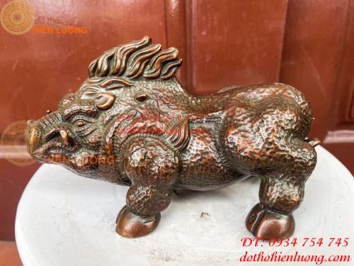 Tượng Heo Rừng Bằng Đồng Phong Thủy Dài 20cm