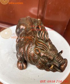 Tượng Heo Rừng Bằng Đồng Phong Thủy Dài 20cm