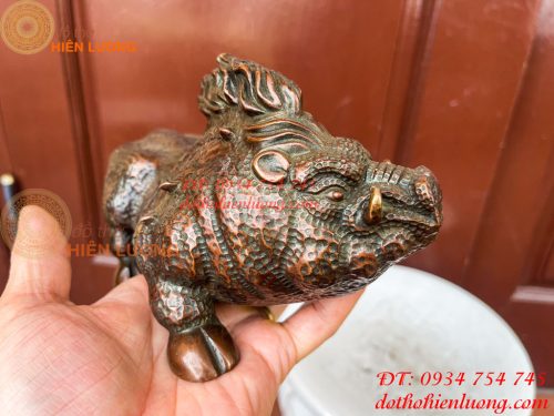 Tượng Heo Rừng Bằng Đồng Phong Thủy Dài 20cm