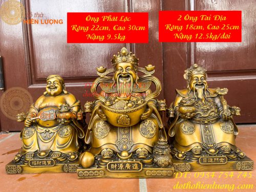 Bộ Tài Địa Cao 25cm Và Ông Phát 30cm Bằng Đồng Hun