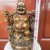 Tượng Di Lặc Đứng Gánh Tiền Bằng Đồng Hun Cao 30cm