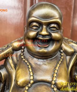 Tượng Di Lặc Đứng Gánh Tiền Bằng Đồng Hun Cao 30cm