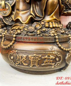 Tượng Di Lặc Đứng Gánh Tiền Bằng Đồng Hun Cao 30cm