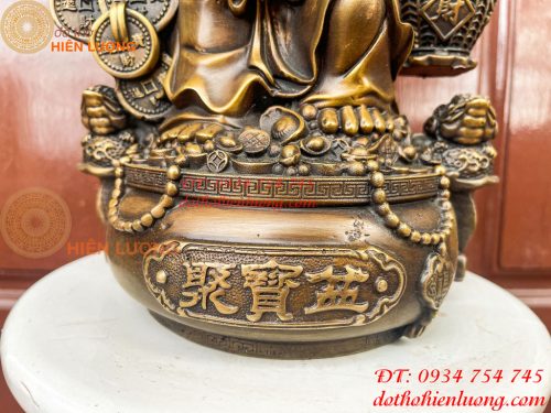 Tượng Di Lặc Đứng Gánh Tiền Bằng Đồng Hun Cao 30cm