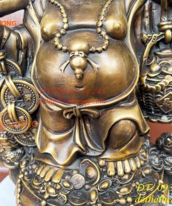 Tượng Di Lặc Đứng Gánh Tiền Bằng Đồng Hun Cao 30cm