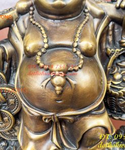 Tượng Di Lặc Đứng Gánh Tiền Bằng Đồng Hun Cao 30cm