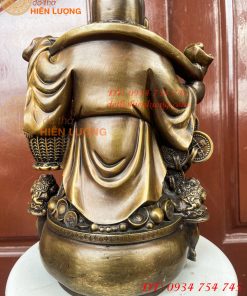 Tượng Di Lặc Đứng Gánh Tiền Bằng Đồng Hun Cao 30cm