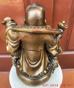 Tượng Di Lặc Đứng Gánh Tiền Bằng Đồng Hun Cao 30cm