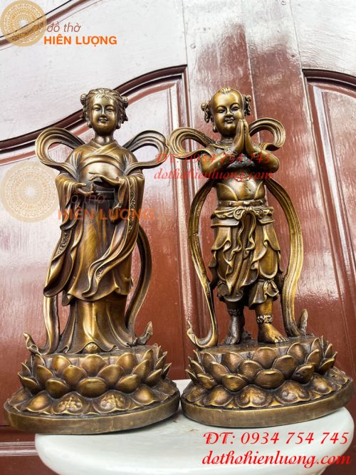 Cặp Thiện Tài Long Nữ Bằng Đồng Hầu Cận Quan Âm