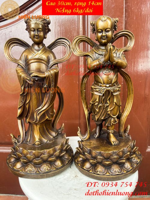 Cặp Thiện Tài Long Nữ Bằng Đồng Hầu Cận Quan Âm