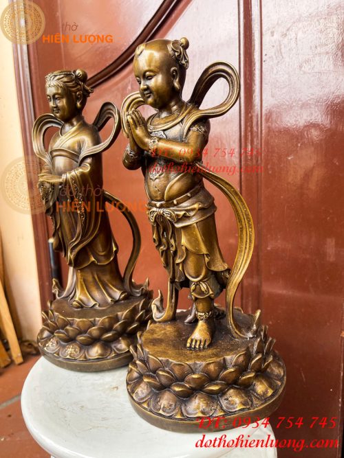 Cặp Thiện Tài Long Nữ Bằng Đồng Hầu Cận Quan Âm