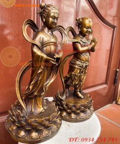 Cặp Thiện Tài Long Nữ Bằng Đồng Hầu Cận Quan Âm