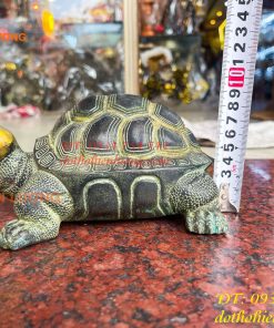 Đôi Tượng Rùa Bằng Đồng Màu Xanh Phong Thủy Dài 20cm