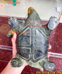 Đôi Tượng Rùa Bằng Đồng Màu Xanh Phong Thủy Dài 20cm