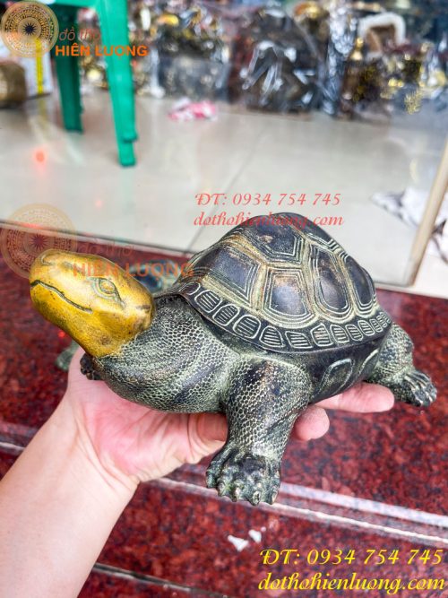 Đôi Tượng Rùa Bằng Đồng Xanh Giả Cổ