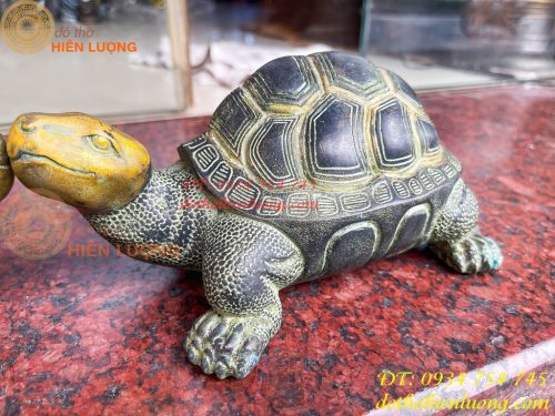 Đôi Tượng Rùa Bằng Đồng Xanh Giả Cổ